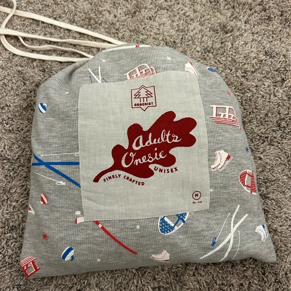 Cozy Gray Pajama Onesie with Winter Design - Picture 2 of 2
